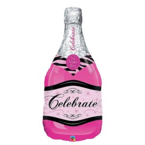39in Celebrate Pink Wine Bottle Balloon